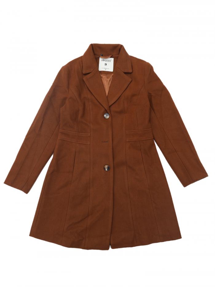 Allegra K ロングコート シングルブレスト ノッチ付きラペル 秋冬 レディース ダークブラウン M