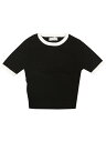 Hobemty 無地Tシャツ 半袖 プルオーバー クルーネック フィット ニット トップス トップス レディース ブラック L