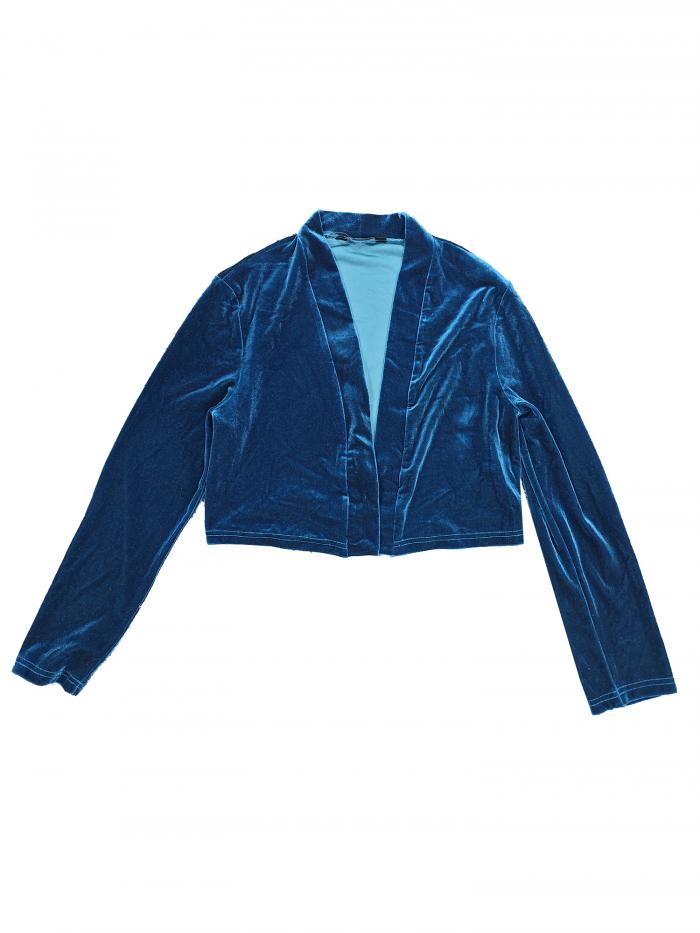 Allegra K カーディガン クロップド ボレロ ジャケット 長袖 オープンフロント ベルベット レディース ..