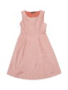 Allegra K ノースリーブワンピース オーバーオールドレス Aライン プリーツドレス フェイクスエード ラウンドネック レディース ピンク S