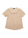 Allegra K 水玉 シャツ トップス 丸襟 パフスリーブ 半袖 ヴィンテージ レディース ライトブラウン L