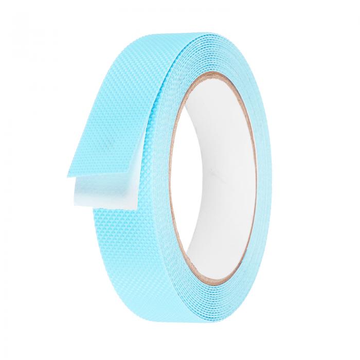 uxcell 非グリッドテープ 防水チェック柄 滑り止めテープ PEVA 粘着裏地 階段の踏み板 堅木張りの床 屋内および屋外の階段用 2.5 cm x 5 M ライトブルー