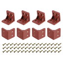 uxcell 8個 90度プラスチックコーナーブレース 27x28x27mm ナイロン棚直角ブ ラケット ネジ付き キャビネット 食器棚用 (レッド茶色)