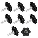 uxcell クランプねじノブ 8個 M5 x 20mm 六角形スターノブ プラスチックグリッ プ 手締めねじハンドル 傘ベース 機械家具用 直径25mm