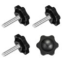 uxcell クランプ スクリュー ノブ 4個 M6 x 25mm 六角形 スター ノブ プラスチック グリッ プ 手締め スクリュー ハンドル 傘ベース 機械...