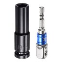 uxcell 1/2" ドライブ 13 mm 6点 ディープインパクトソケット 3"長さ 1/2"~1/4" 六角シャンクアダプター付き 電気メッキ CR-Vスチールソケットアダプターアクセサリーセットキット 六角ボルトナット用