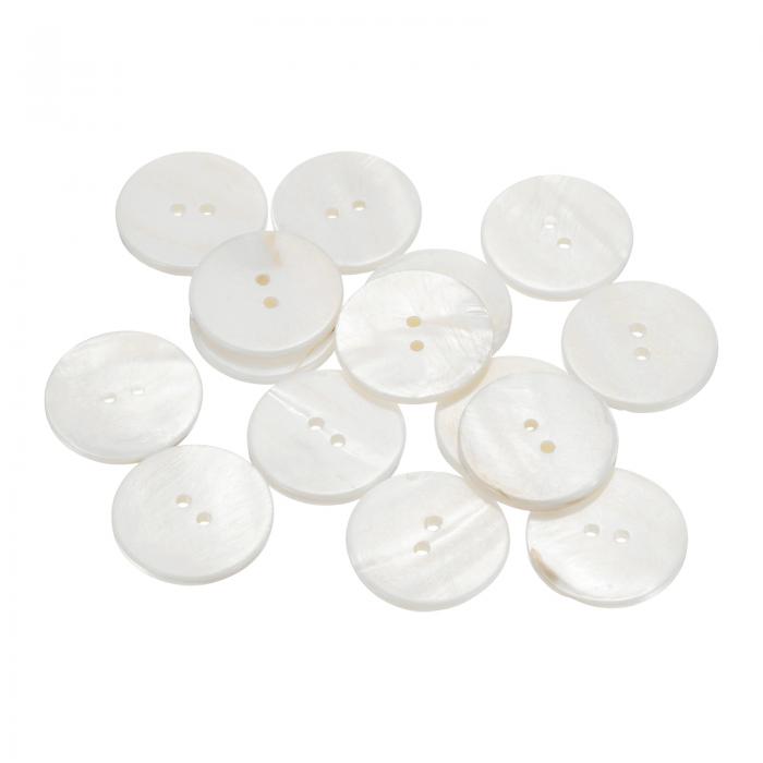 uxcell 15個の天然貝ボタン、2穴25mm丸フラット真珠ボタン、シャツ、コート、スーツ、ジャケット、ジーンズ、スカート、DIY裁縫クラフト用、ホワイト