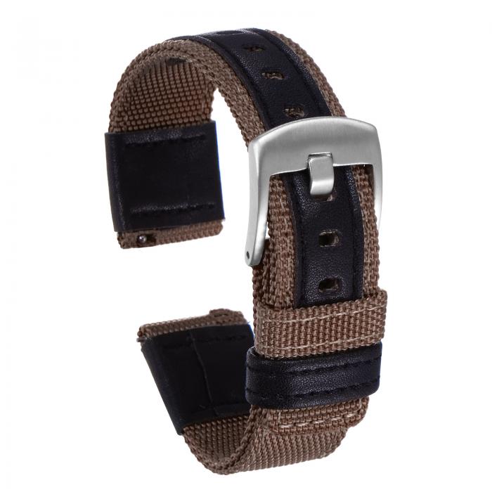 uxcell ナイロンウォッチバンド18mmクイックリリースキャンバスウォッチストラップ シルバーステンレス..