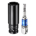 uxcell 1/2" ドライブ 20mm 6点 ディープインパクトソケット 3"長さ 1/2"~1/4" 六角シャンクアダプター付き 電気メッキ CR-Vスチールソケットアダプターアクセサリーセットキット 六角ボルトナット用