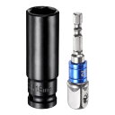 uxcell 1/2" ドライブ 18mm 6点 ディープインパクトソケット 3"長さ 1/2"~1/4" 六角シャンクアダプター付き 電気メッキ CR-Vスチールソケットアダプターアクセサリーセットキット 六角ボルトナット用