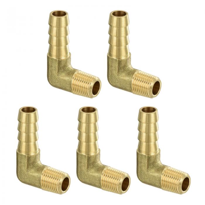 uxcell 真鍮ホースバーブエルボーフィッティング5個 5/16