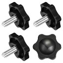 uxcell クランプねじノブ 4個 M6 x 14mm 六角形スターノブ プラスチックグリッ プ 手締めねじハンドル 傘ベース 機械家具用 直径25mm