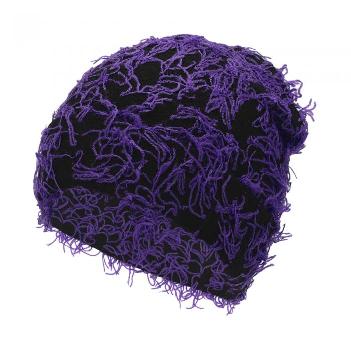 Motoforti サイクリングハット 保温 ハードハットライナー アクリル生地 ブラック パープル 25x22cm 1個