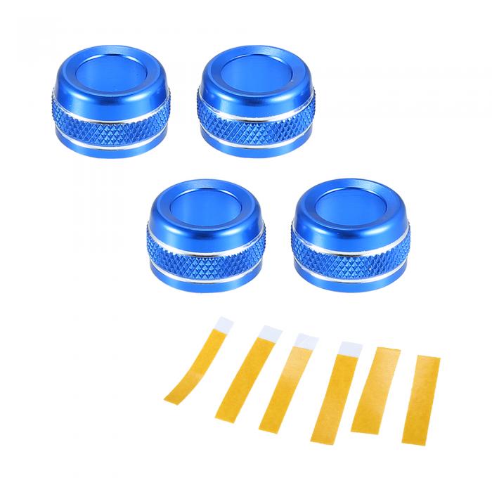 Hihaha フォードに対応 ブロンコ スポーツ 21-23用のACエアコンディショナーベント調整コントロールスイッチノブカバーリング / インテリアトリム / スタイリッシュなアルミニウム合金 / 4個 ブルー