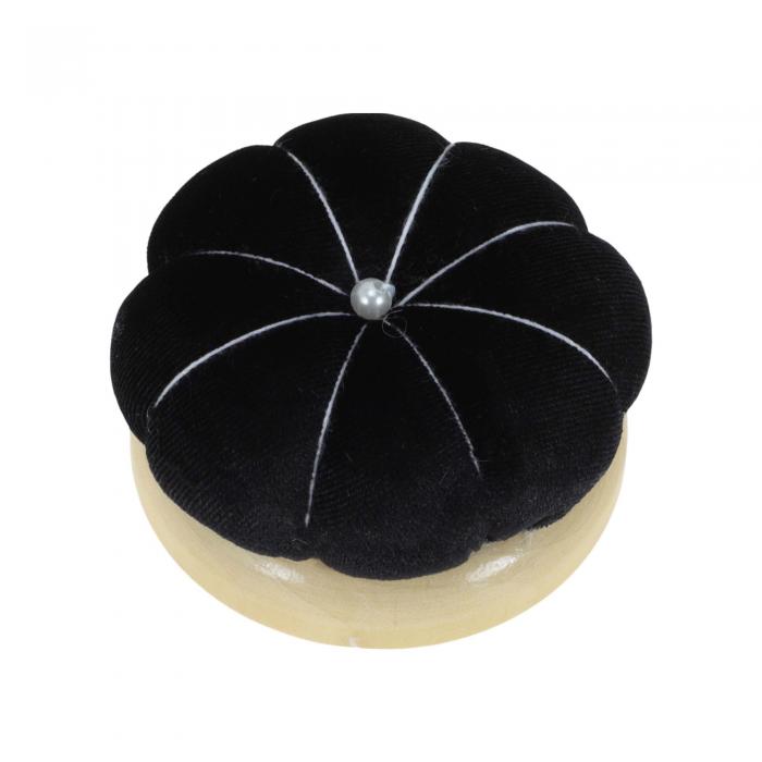 CAPASTEC ピンクッション 木製ベースの針ピンクッション ハロウィンラウンドピンクッション 裁縫針ホルダーやDIYクラフト用 ブラック