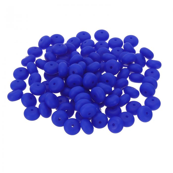 PATIKIL 14mmシリコンビーズ 50個セット シリコンビーズバルク アバカススペーサービーズ レンズフィーカル ペン キーチェーン ブレスレット ネックレス 宝石メイキング用 ダークブルー