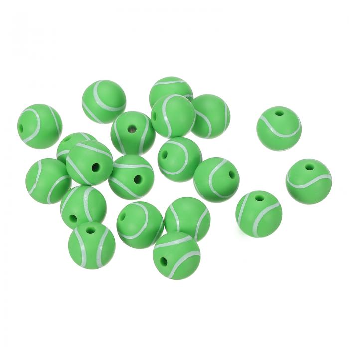 PATIKIL 12 mm スポーツボールビーズ 36個 シリコンスポーツビーズ テニススペーサールースビーズクラフト DIY ネックレス ブレスレット ストラップ イヤリング用 緑