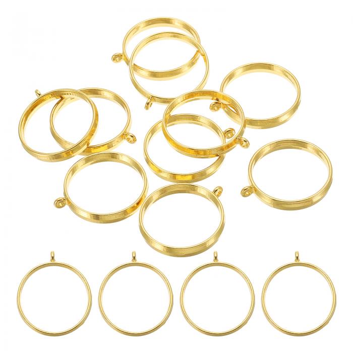 PATIKIL 合金オープンバックベゼルペンダント 50個入りラウンドホローレジンペンダントフレーム DIYクラフト用イヤリング ネックレス ブレスレット作り 金色