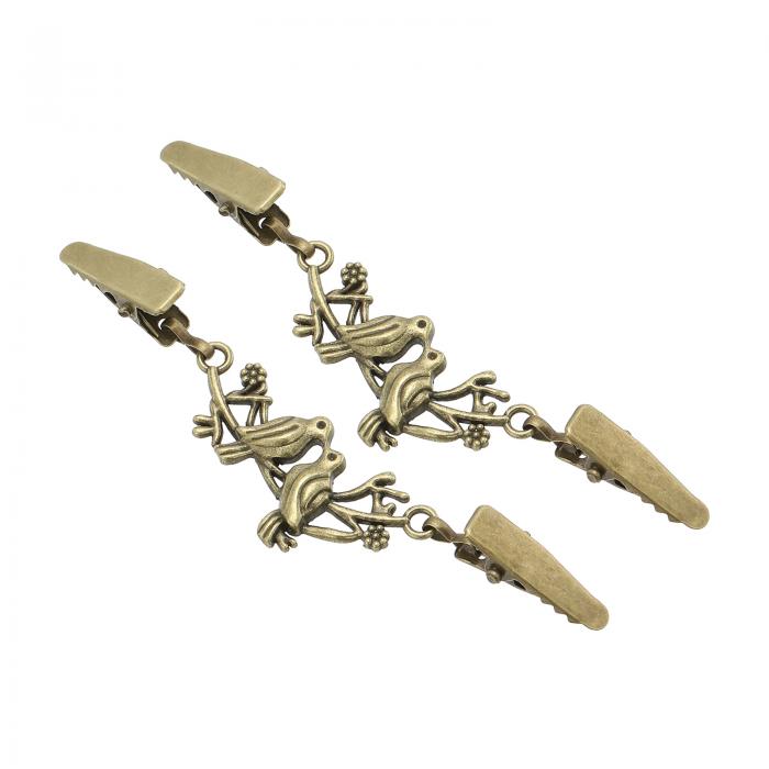 PATIKIL セータークリップ 2個セット アロイ製 ビンテージショールクリップ 2羽 鳥 カーディガ ン留め具 ブロンズ色