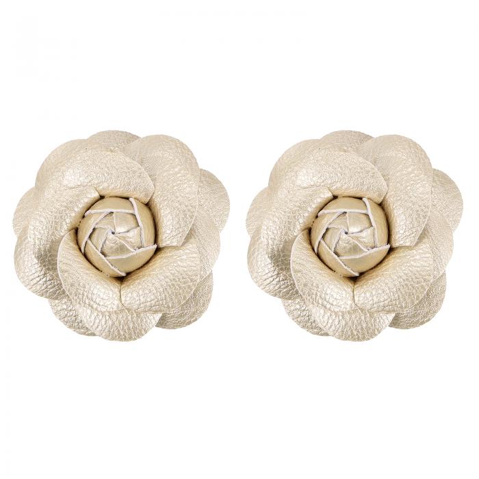 PATIKIL フラワーヘアクリップ 2個セット カメリアヘアピン フローラルブローチ ピン ハンドメイド レザーフラワーブローチ レディース ブ ライダル 婦...