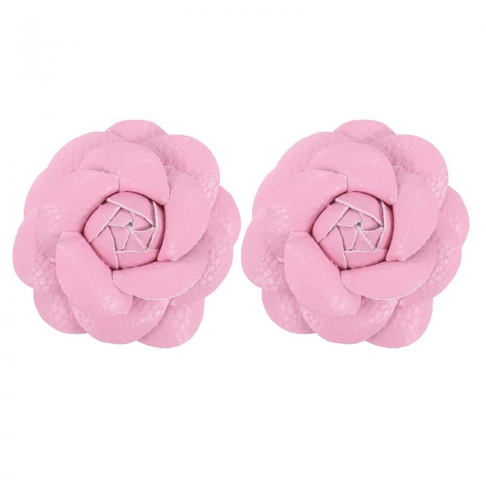 PATIKIL フラワーヘアクリップ 2個セット カメリアヘアピン フローラルブローチ ピン ハンドメイド レザーフラワーブローチ レディース ブ ライダル 女...