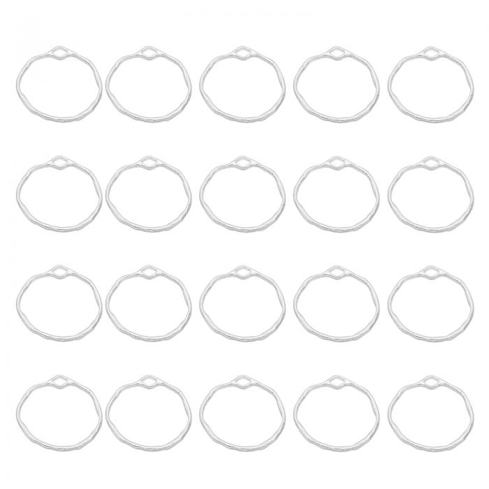 PATIKIL 宝石メイキング装飾バルク 30個 中サイズ合金ホローサークルペンダントDIYネックレス ブレスレット イヤリング作りとクラフト シルバートーン