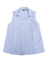 Allegra K レディース 夏用 ノースリーブ ボタンダウンシャツ ストライプ柄 ラペルカラー Vネック ブラウス タンクトップ ブルーストライプ XL
