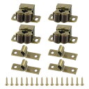 PATIKIL キャビネットラッチ ダブルローラーキャッチ 4セット ステンレススチールキャビネットドアスプリングビーズハードウェアラッチ カップボード・ワード...