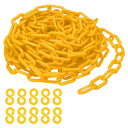 PATIKIL プラスチックチェーン クラウドコントロール用 25フィート 安全バリアチェーン 1/4"(6mm) イエローいプラスチックチェーンリンクは 列 並び 駐車場 フェンス ゲート コンサート 装飾用