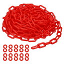 PATIKIL プラスチックチェーン クラウドコントロール用 32フィート 安全バリアチェーン 1/4"(6mm) レッドいプラスチックチェーンリンクは 列 並び 駐車場 フェンス ゲート コンサート 装飾用