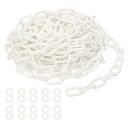 PATIKIL プラスチックチェーン クラウドコントロール用 32フィート 安全バリアチェーン 1/4"(6mm) ホワイトいプラスチックチェーンリンクは 列 並び 駐車場 フェンス ゲート コンサート 装飾用