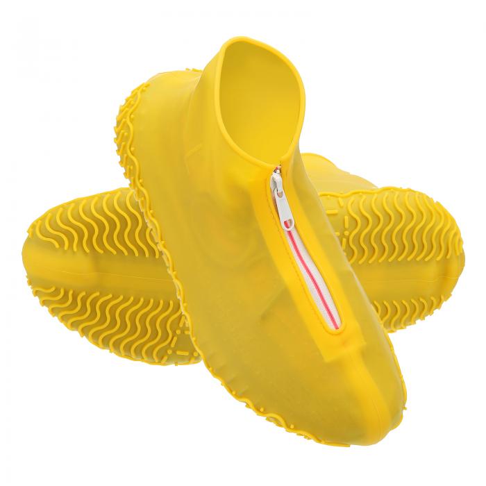 PATIKIL 防水シューズカバー シリコン製滑り止めレインシューズカバー 男女兼用 1.5-7サイズ対応 イエロー