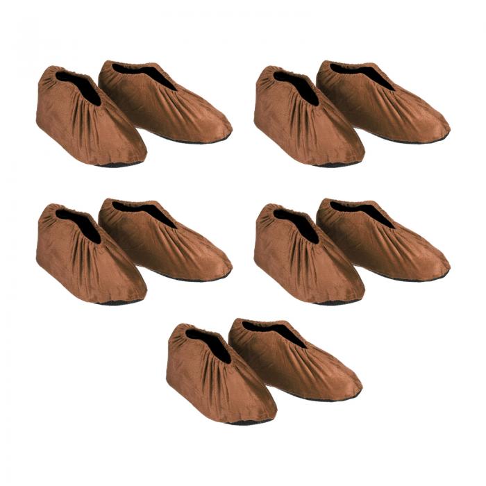 PATIKIL 再利用可能なシューズカバー 5足入り 洗える厚手 ブーツシューズカバー 家庭 オフィス 研究所用 茶色