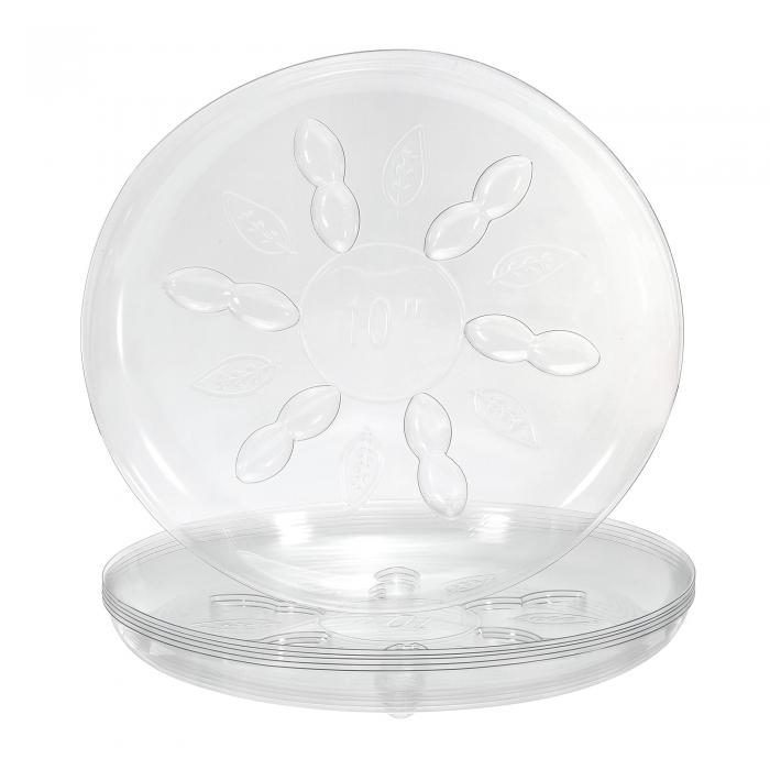 PATIKIL 10"プラントソーサー 屋内植木鉢用 クリアプラスチック ドリップトレイ 6個セット