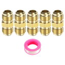 PATIKIL 9.5 mmオス フレ ア x 9.5 mmオス フレ アコネクタ 5個 SAE 45度フレ ア真鍮アダプター ユニオンチューブカプラーフレ ア...
