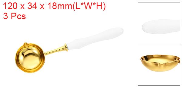PATIKIL 5" ワックスシールスプーン 3個セット ワックスシール溶解スプーン 真鍮製 ビンテージ木製ハンドルワックススプーン ワックスシールスタンプ 封筒 アートクラフトプロジェクト用 ホワイト