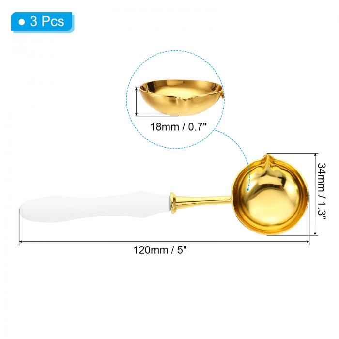 PATIKIL 5" ワックスシールスプーン 3個セット ワックスシール溶解スプーン 真鍮製 ビンテージ木製ハンドルワックススプーン ワックスシールスタンプ 封筒 アートクラフトプロジェクト用 ホワイト