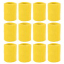 PATIKIL スポーツ用リストバンド 8x8cm テニス バスケットボール ワーキングアウト アスレチックランニング用 吸汗性スウェットバンド イエロー 12個入り