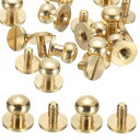 PATIKIL 革用7x9x9mmリベット 12個入り金属ボタン スクリューキット 丸頭リベットスクリューボタンDIY革製品用金具トリムクラフト 真鍮