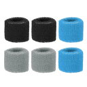 PATIKIL スポーツ用リストバンド 8x5cm 6個セット コッ トンテリークロス 吸汗性スウェットバンド テニス バスケットボール トレーニング アスレチック ランニング用 黒 グレー スカイブルー(4)