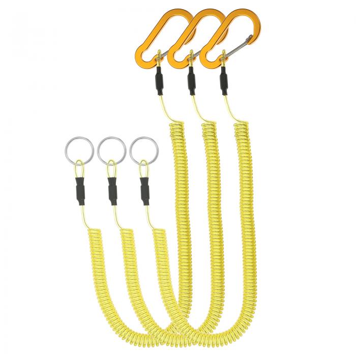 PATIKIL 3個 伸縮性 あるスプリングコイルストラップ 10" 螺旋伸ばしセーフティランヤードコード アル..