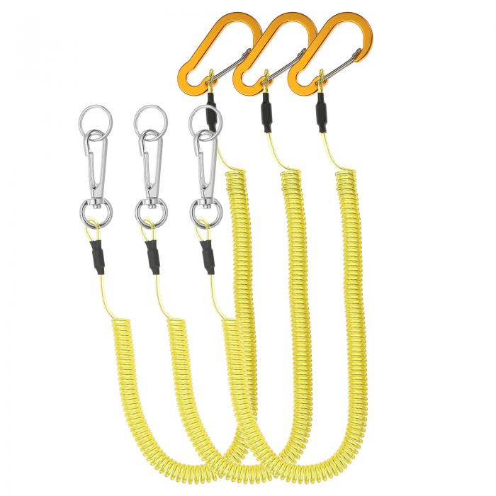 PATIKIL 3個 引き込み式スプリングコイルストラップ 6" 螺旋伸縮性 ある安全なラニヤードコード アルミ..