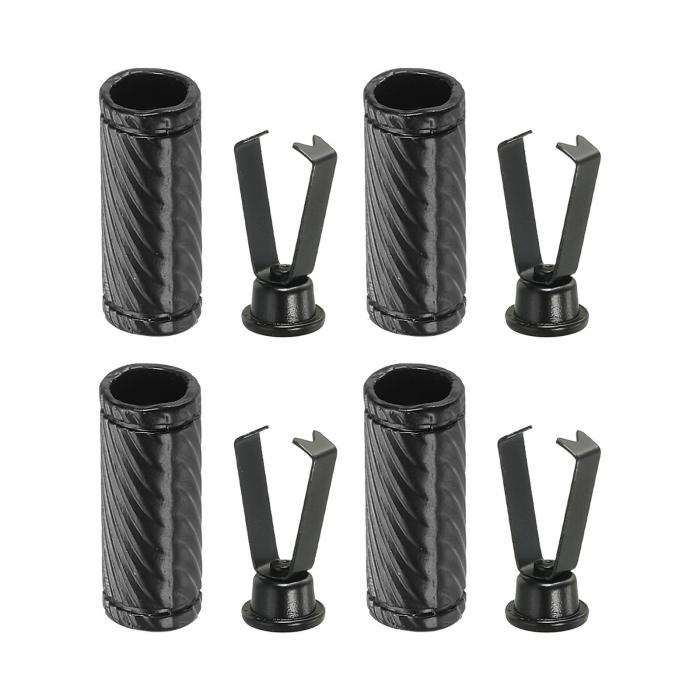 PATIKIL シューレースチップ 4個セット 亜鉛合金製 シューレースヘッド シューレースやコード 修理や交換用 黒 スタイルB