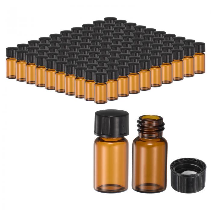 PATIKIL 2ml 琥珀色のガラスバイアル 100個 サンプルバイアル スクリューキャップ付き シヤクメディアボトル 漏れ防止 液体サンプルガラスバイアル 実験室用 実験室保管用