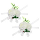 PATIKIL 人工コサージュリストレット 2個セットの花のリストコサージュブートニア ウェディングプロムパーティーアクセサリー ホワイト