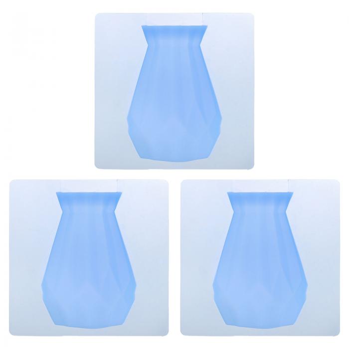 PATIKIL マジックシリコン花瓶 3個セット 取り外し可能なシリコンスティッキー花瓶 壁掛け用装飾用フラワーベース ホームパーティー装飾用 ブルー