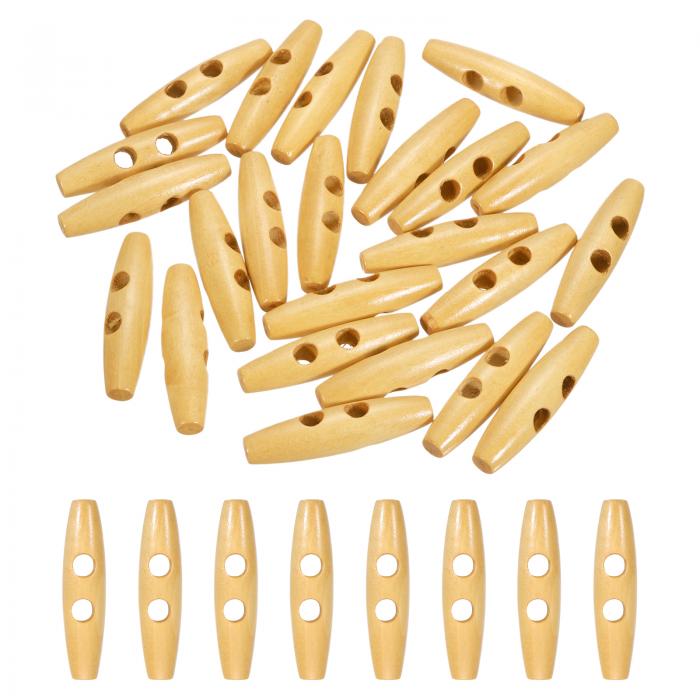 uxcell 24個 木製トグルボタン 50mm/2" 2穴ウッドオリーブ製ボタン DIYクラフトコートセーター衣類ジャケットブレザーバッグ ベージュ