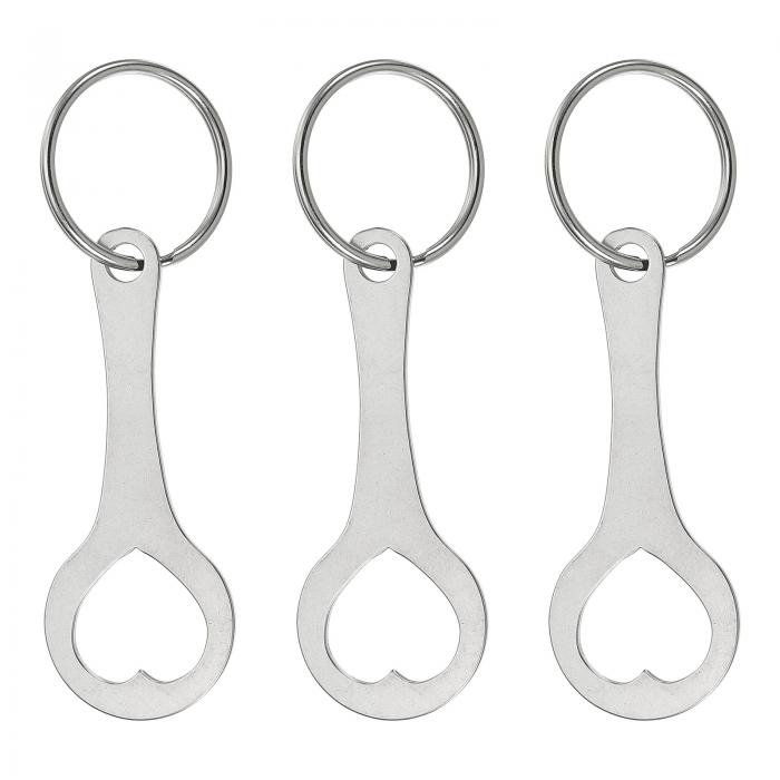 PATIKIL ショッピングカートトークンキーリング 3個セット 2.3" ステンレス製カート シルバートーン