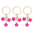 PATIKIL 花のキーチェーン装飾 3個セット 可愛いエナメルキーチェーン 女性用ギフト 財布 ハンドバッグ バッグの装飾 ローズレッド