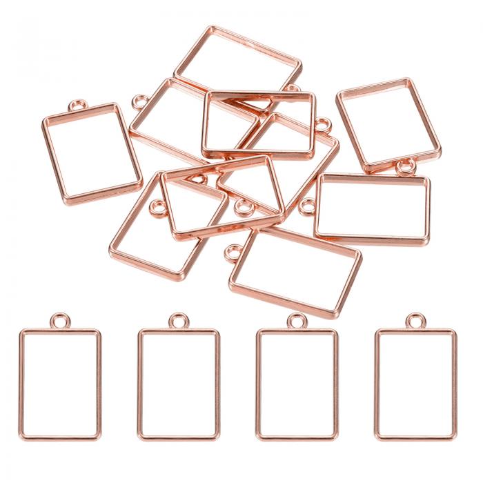 PATIKIL 合金オープンバックベゼルペンダント 50個セット DIYクラフト用短方形ホローレジンペンダント..